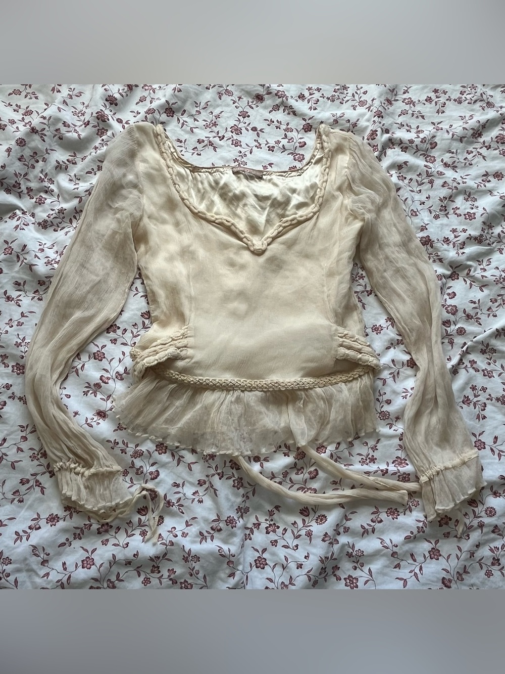 Ambre Babzoe silk chiffon long sleeve top